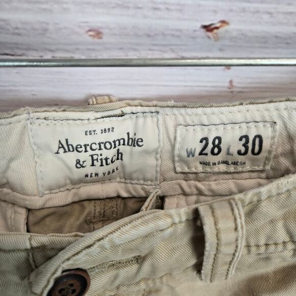 Abercrombie & Fitch Men's Chino Tan Khaki Pants 28 Cotton Neutral Earthy Casual - Picture 7 of 12